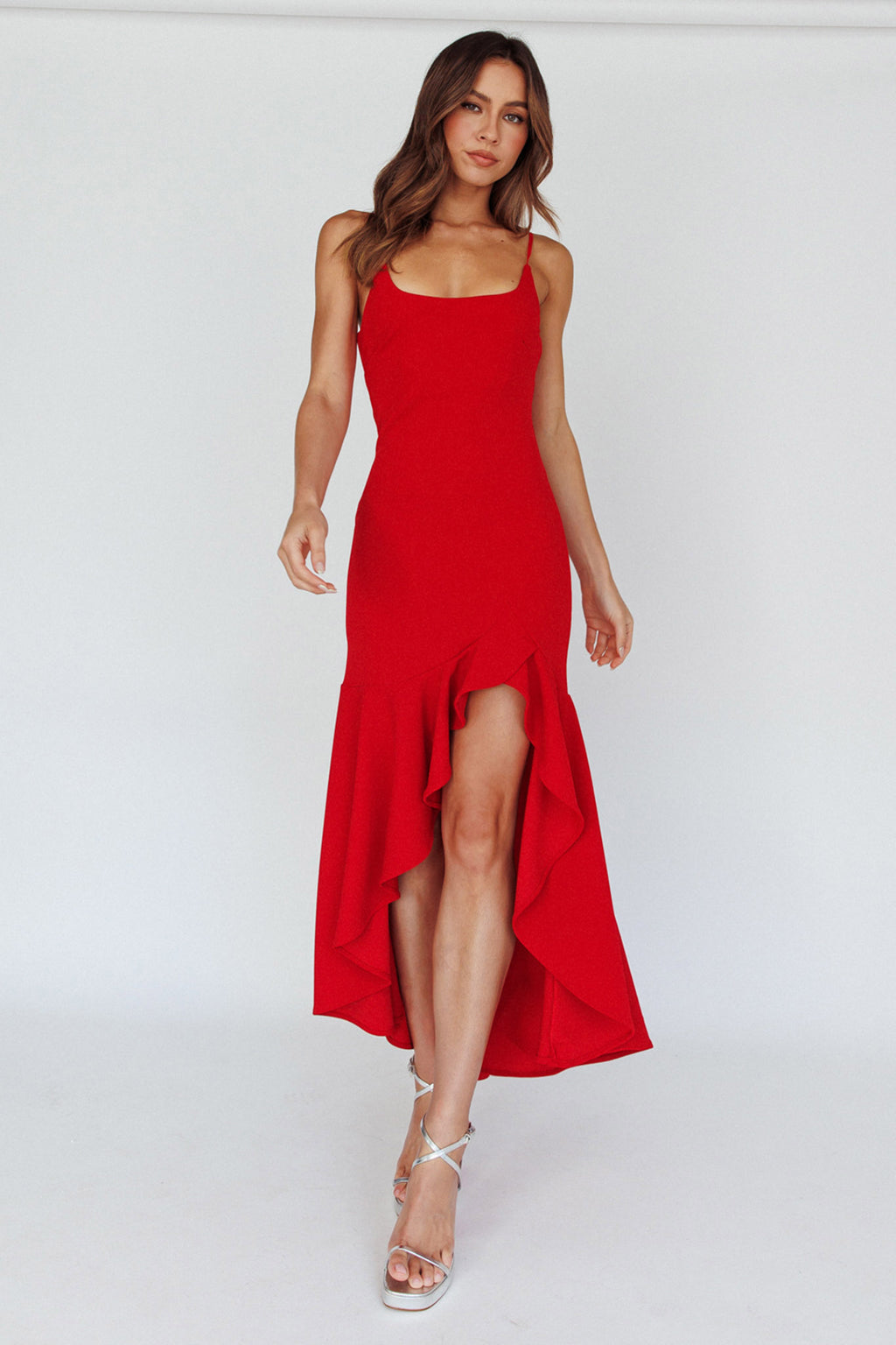 Emoji Asymmetrical Hemline Dress Red by Selfie Leslie