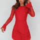 Dreamy Long Sleeve Mini Dress Red