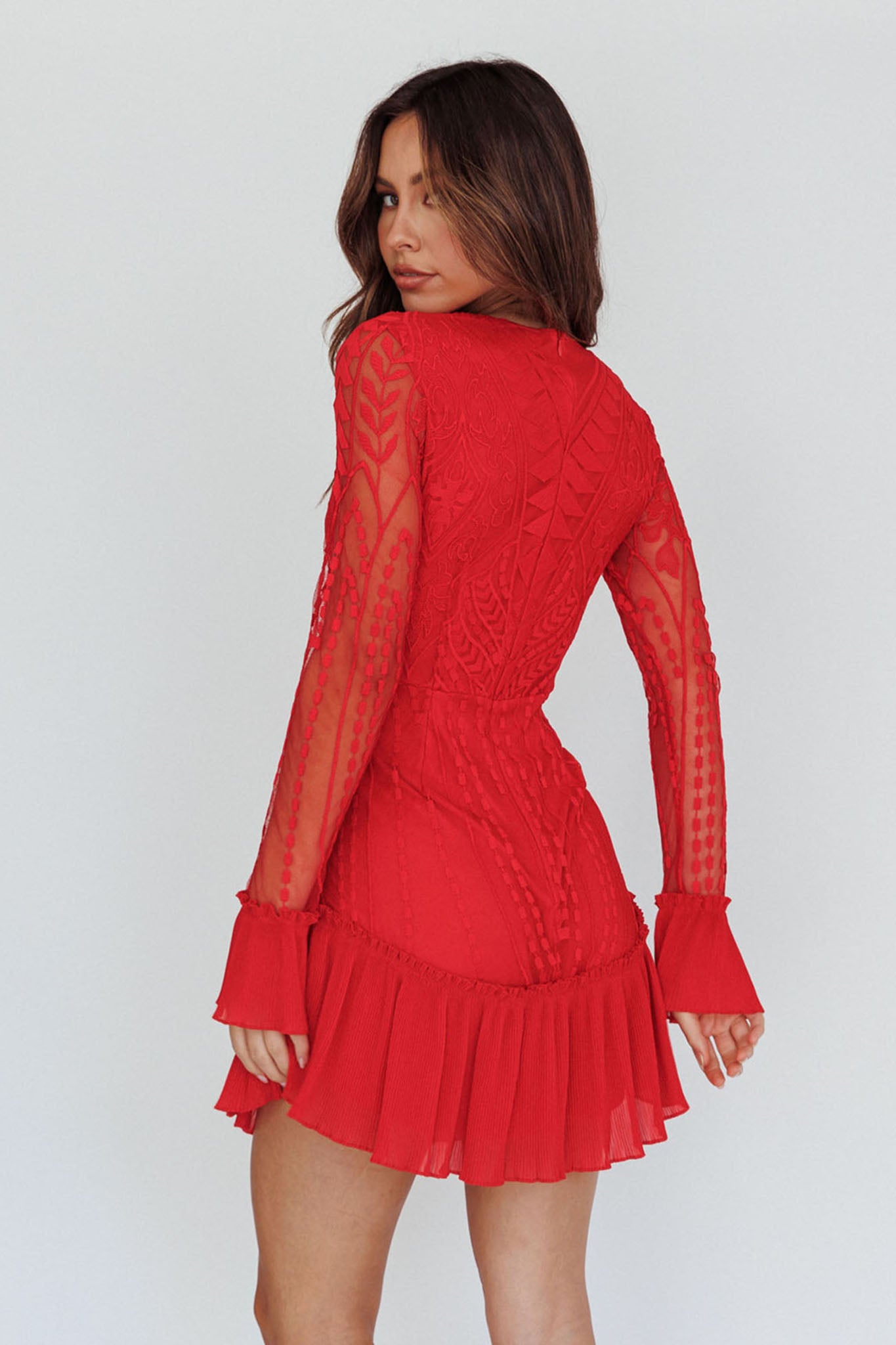 Dreamy Long Sleeve Mini Dress Red Dreamy Long Sleeve Mini Dress Red