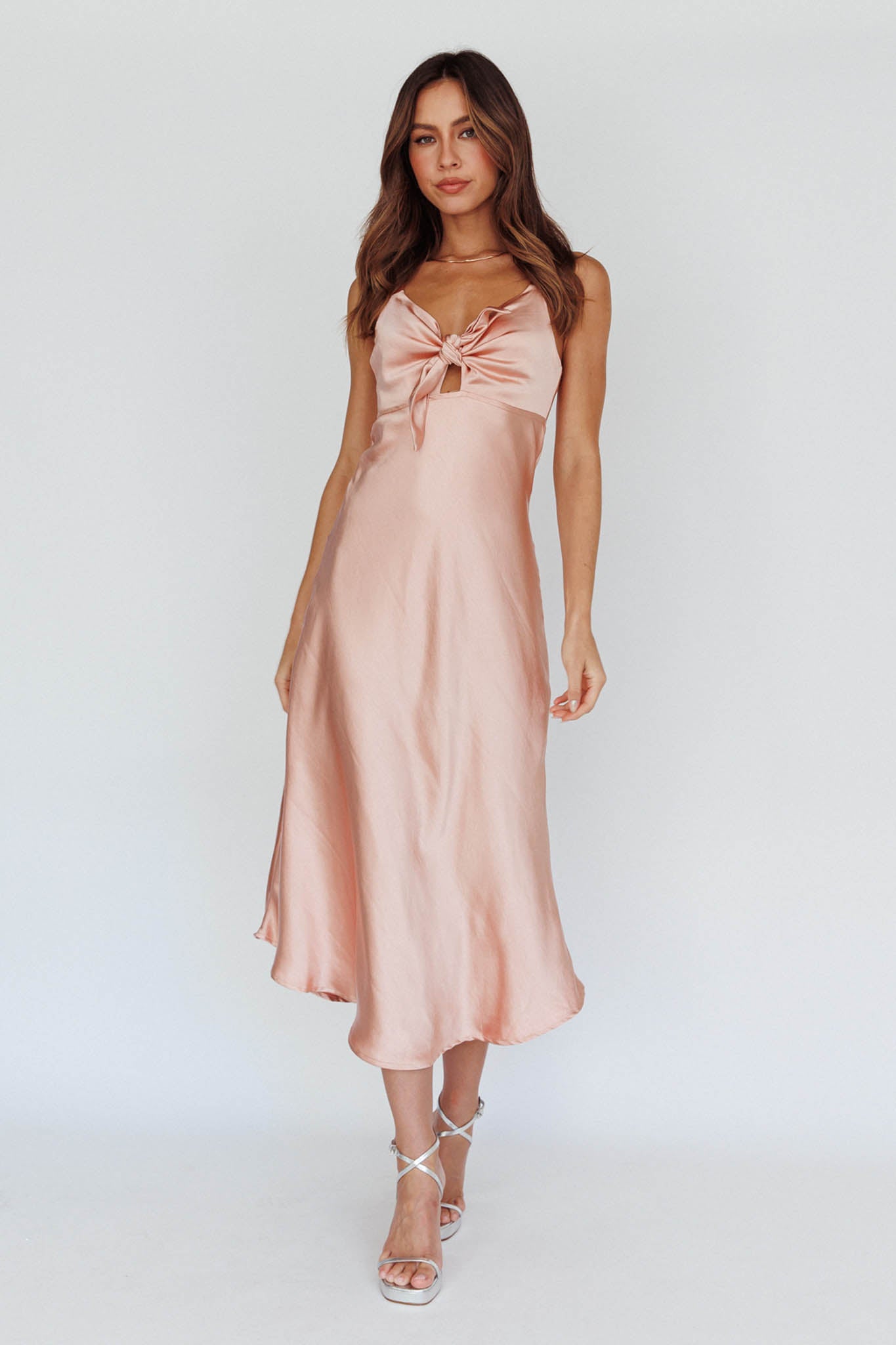 Perfect Day Satin Midi Dress Blush Perfect Day Satin Midi Dress Blush