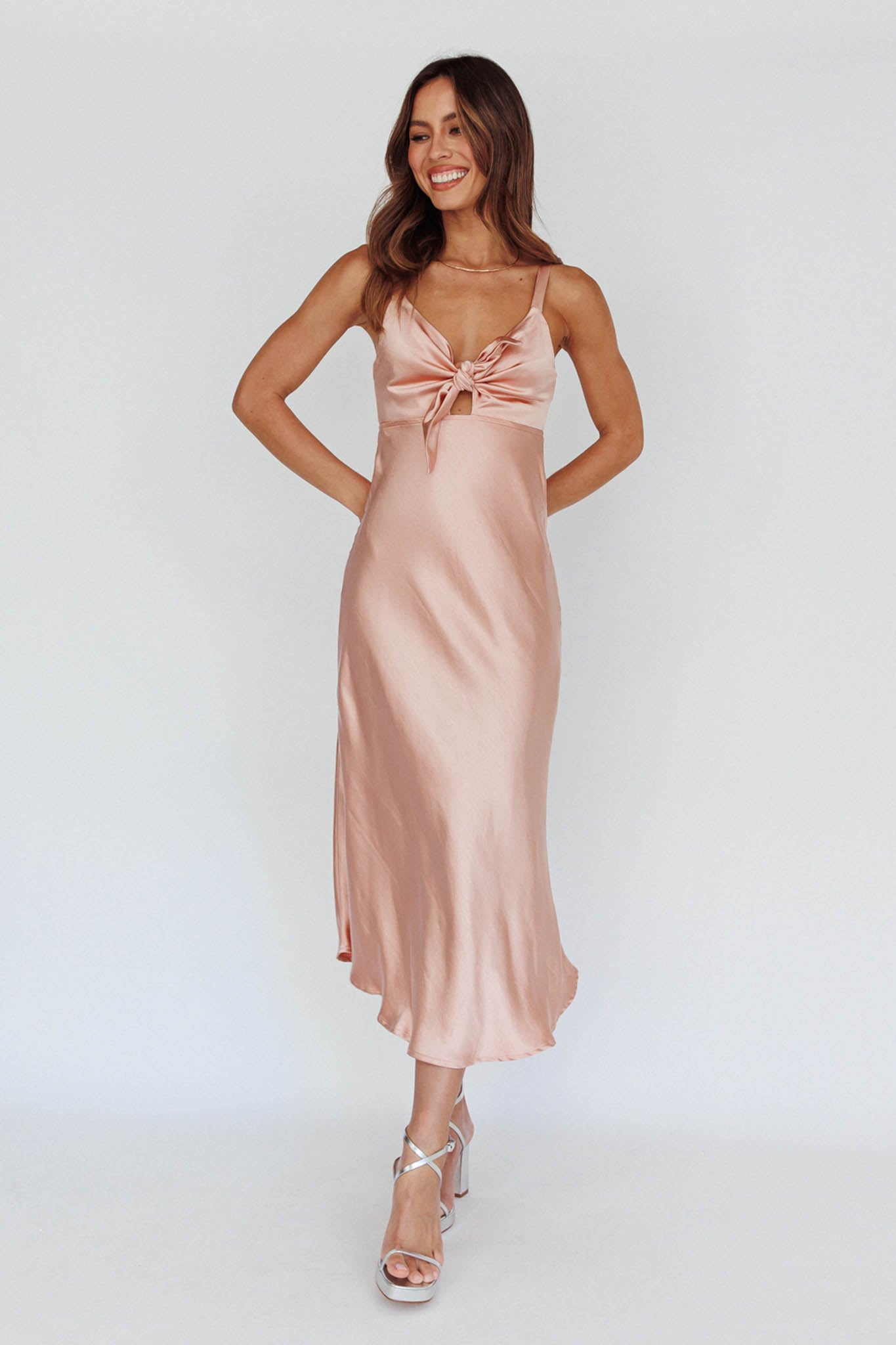Perfect Day Satin Midi Dress Blush Perfect Day Satin Midi Dress Blush
