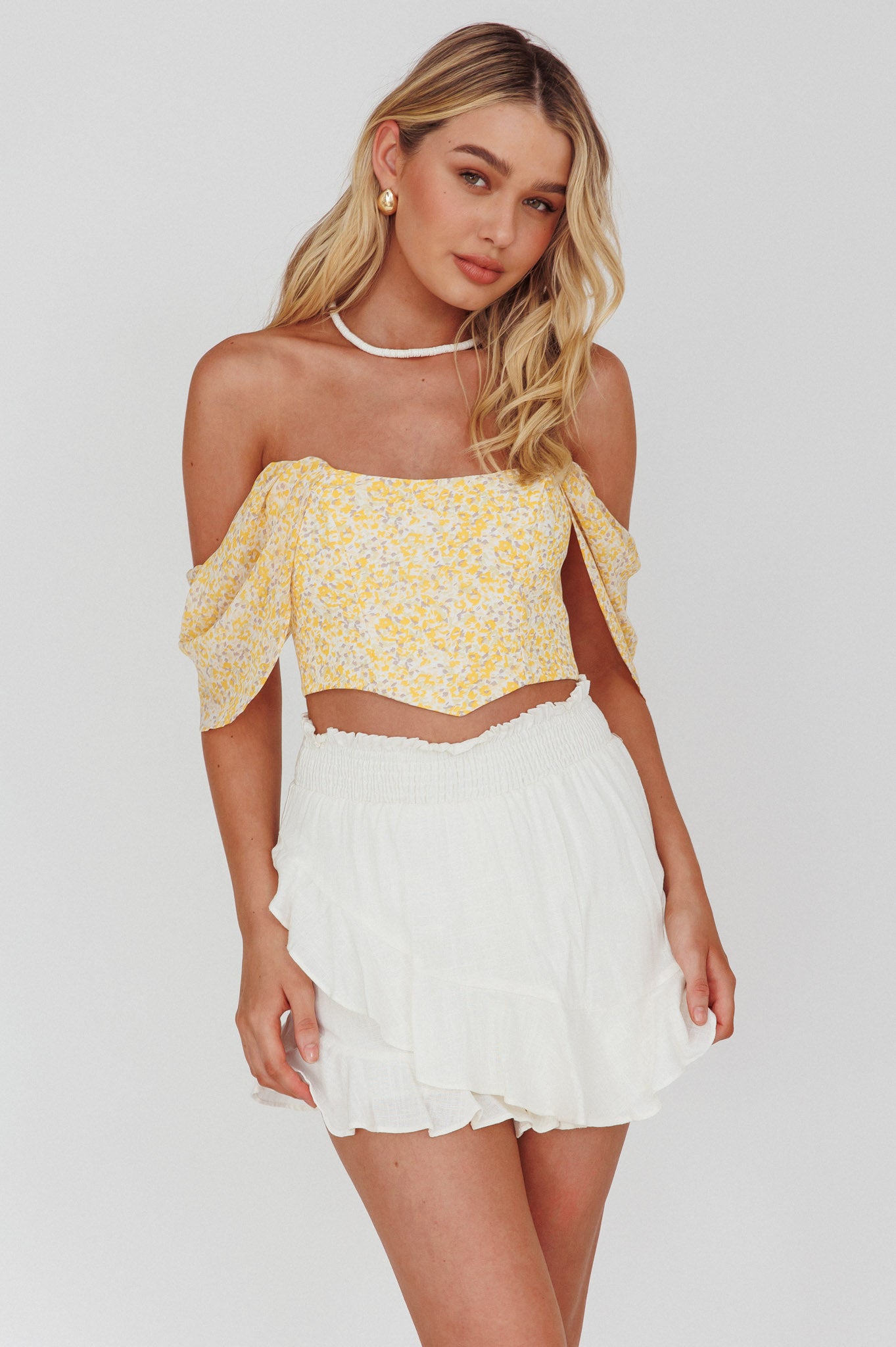 You Got It Tied Ruffle Skort White by Selfie Leslie