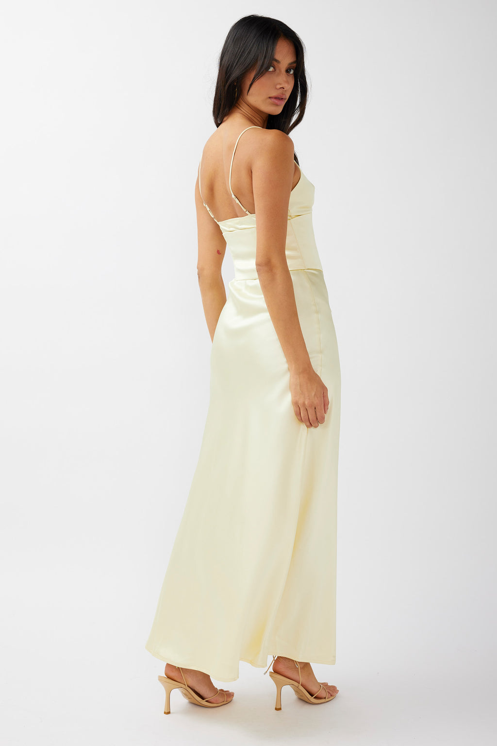 Downtown Cami Strap Corset Waist Dress Butter by Selfie Leslie