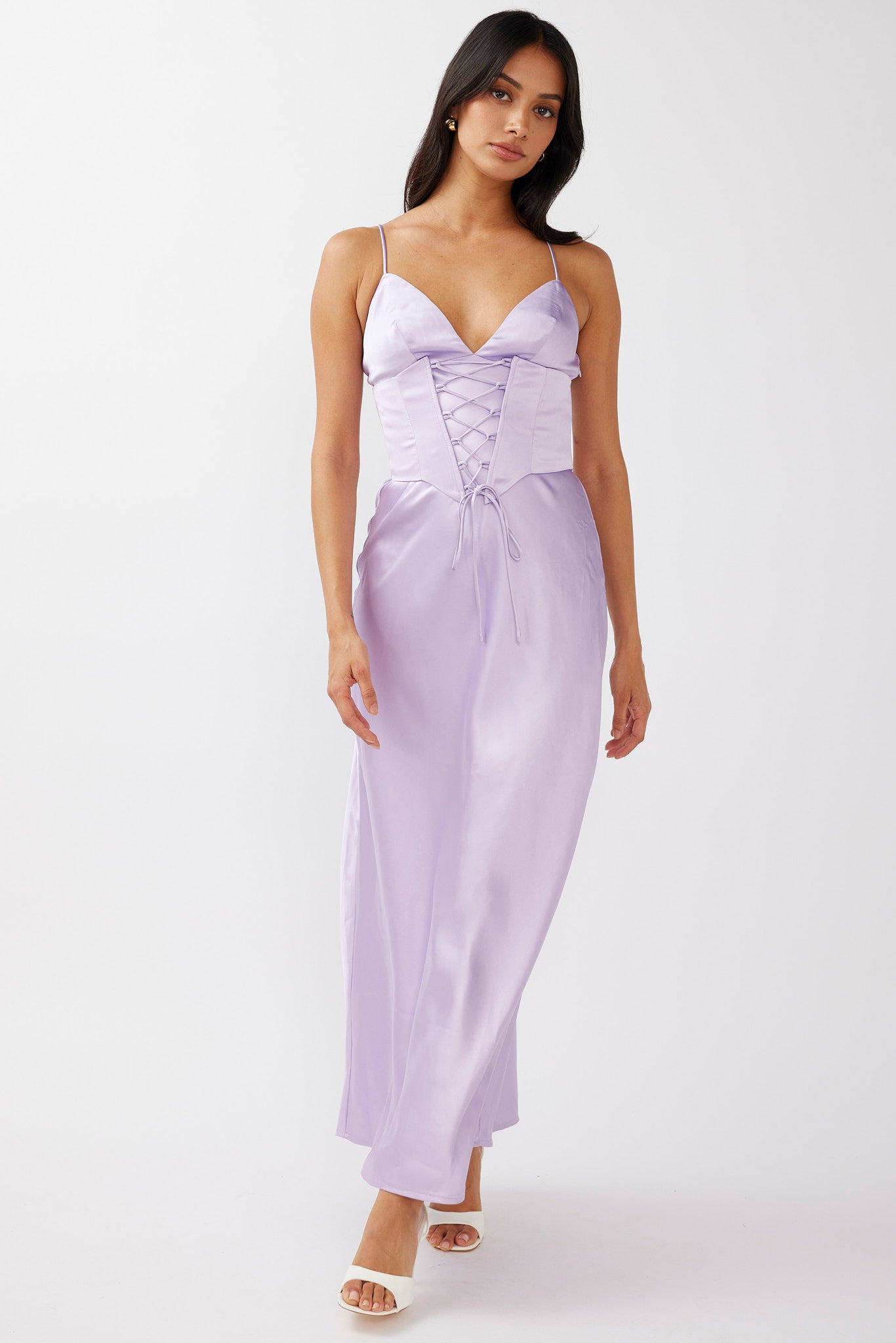 Downtown Cami Strap Corset Waist Dress Lilac– Selfie Leslie