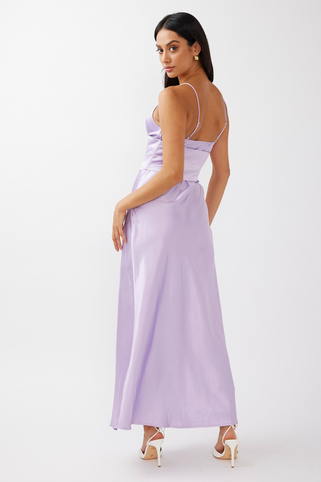 Downtown Cami Strap Corset Waist Dress Lilac | Selfie Leslie