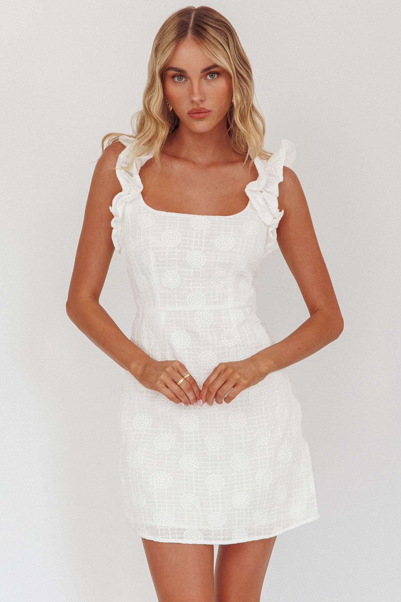 annie mini dress Ruffle Shoulder Strap White and can be paired Color:bright fuchsia Red dress Women's 30904 Sleeveless Pique