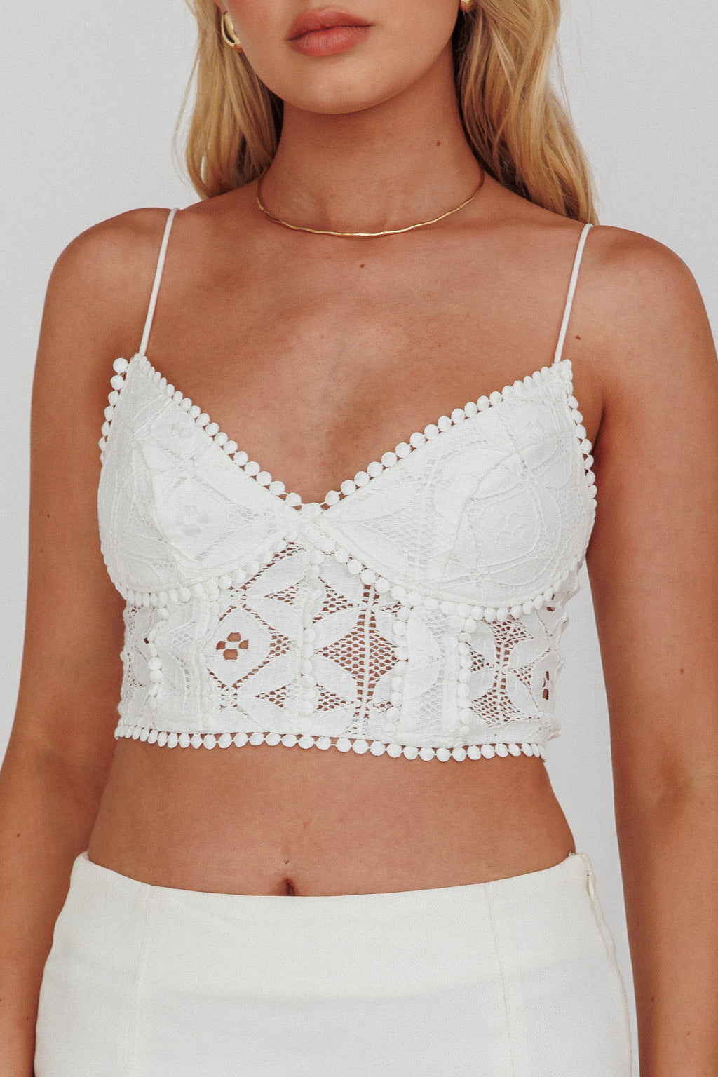Talk About Me Cami Crop Top White by Selfie Leslie