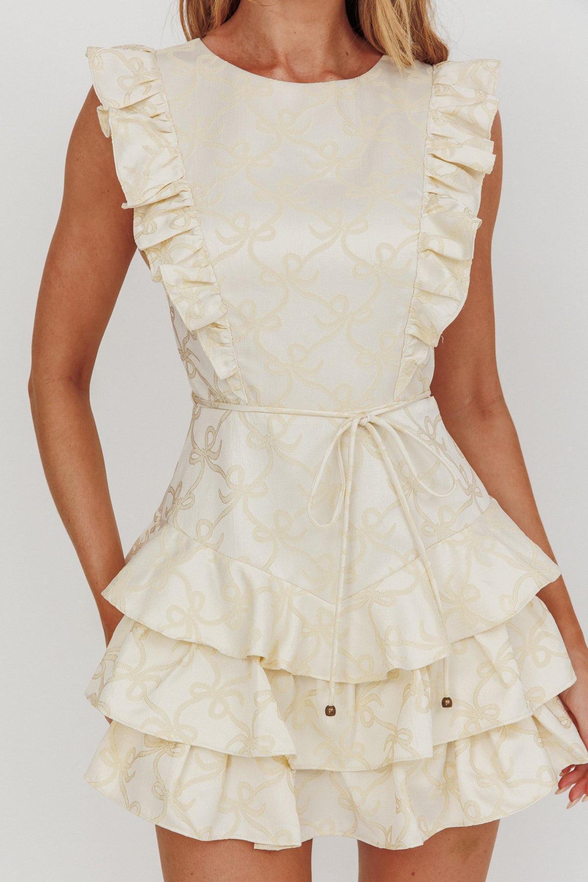 Weekend Muse Sleeveless Layered Frill Romper Rose