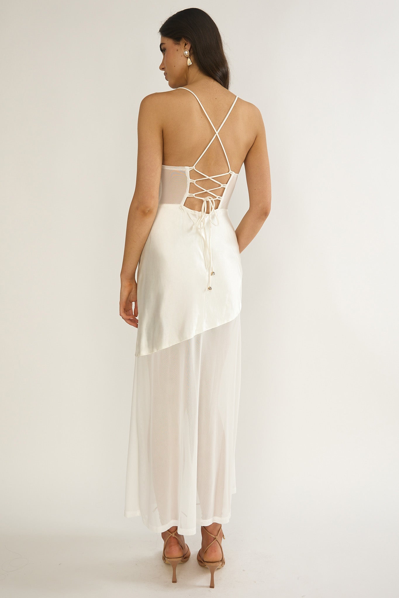 Golden Era Sheer Waist Maxi Dress Oyster by Selfie Leslie