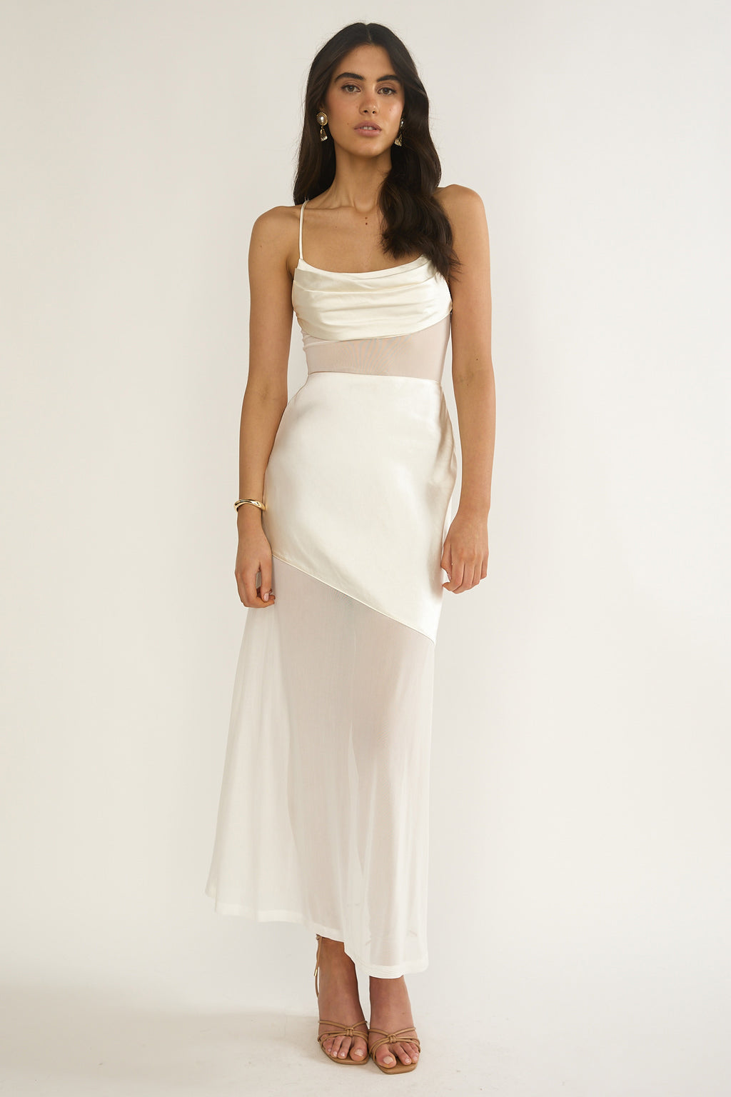 Golden Era Sheer Waist Maxi Dress Oyster by Selfie Leslie