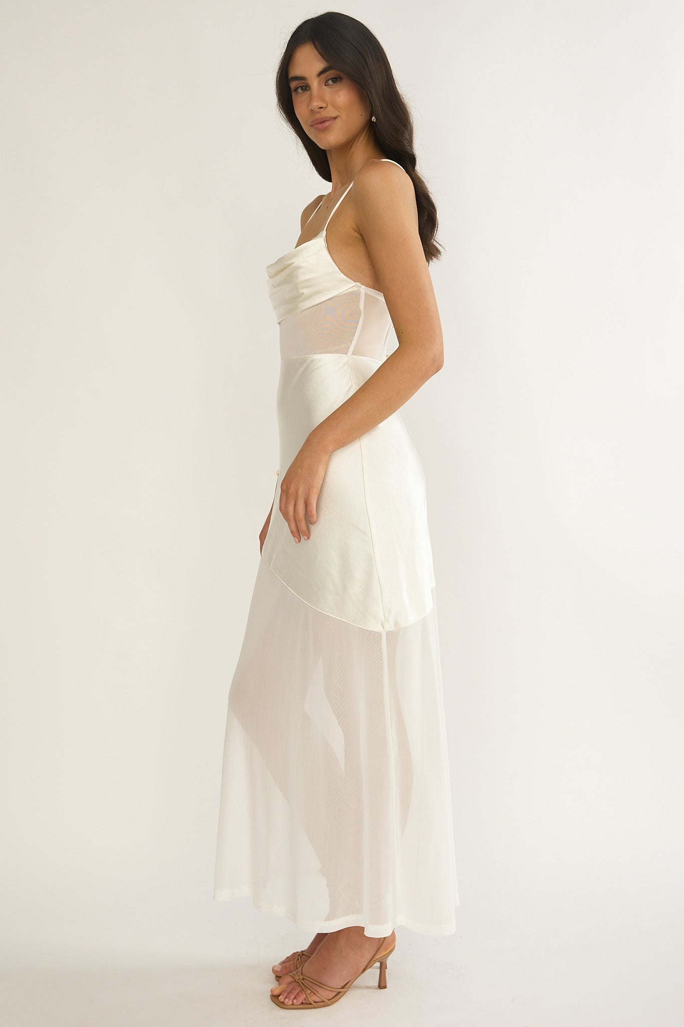 Golden Era Sheer Waist Maxi Dress Oyster by Selfie Leslie