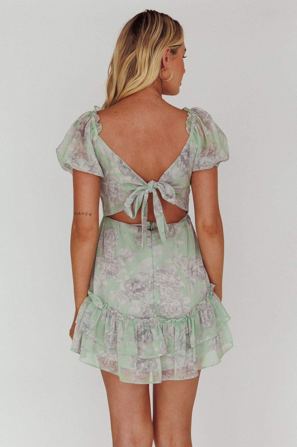 Sweet Nothings Puff Sleeve Twist Dress Floral Apple by Selfie Leslie