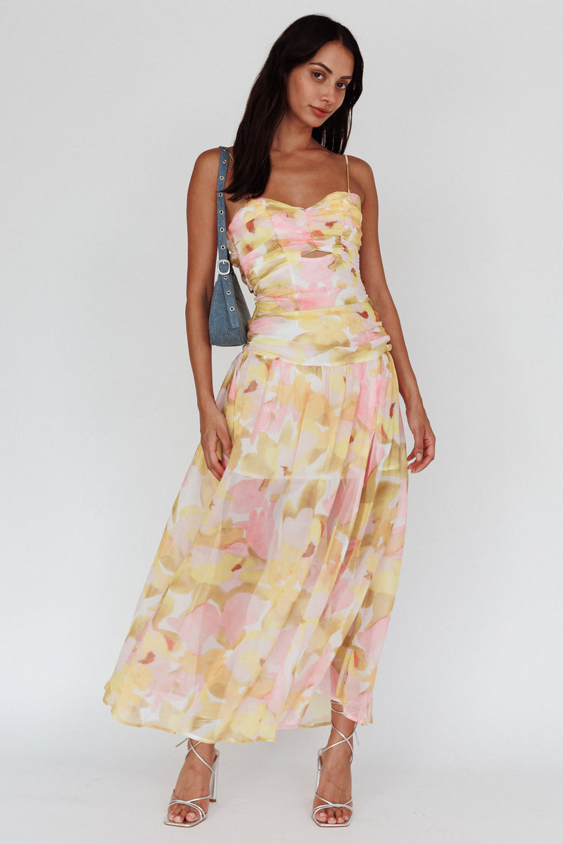 Shop the Stars Are Blind Tied Back Midi Dress Floral Pink