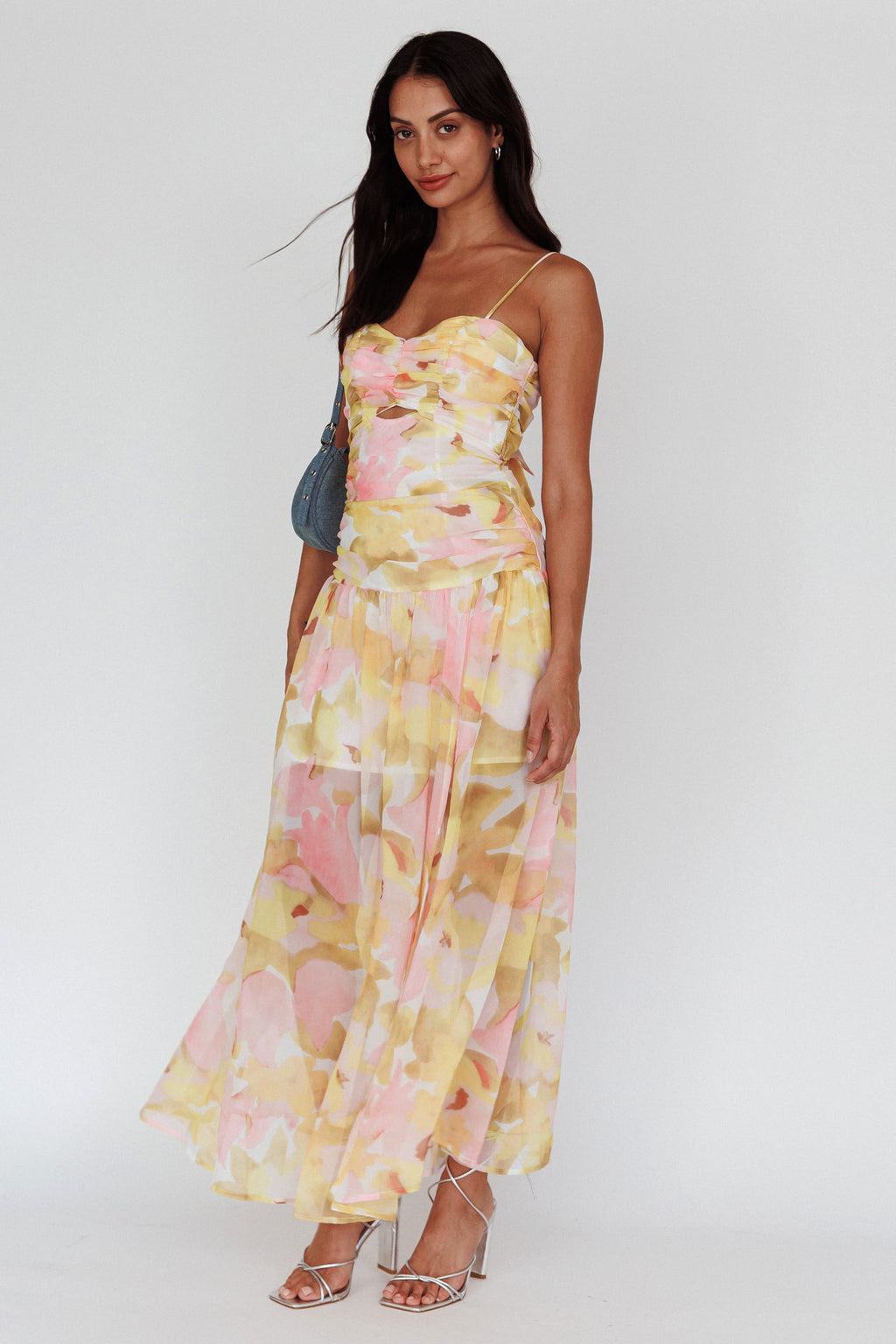 Stars Are Blind Tied Back Midi Dress Floral Pink by Selfie Leslie