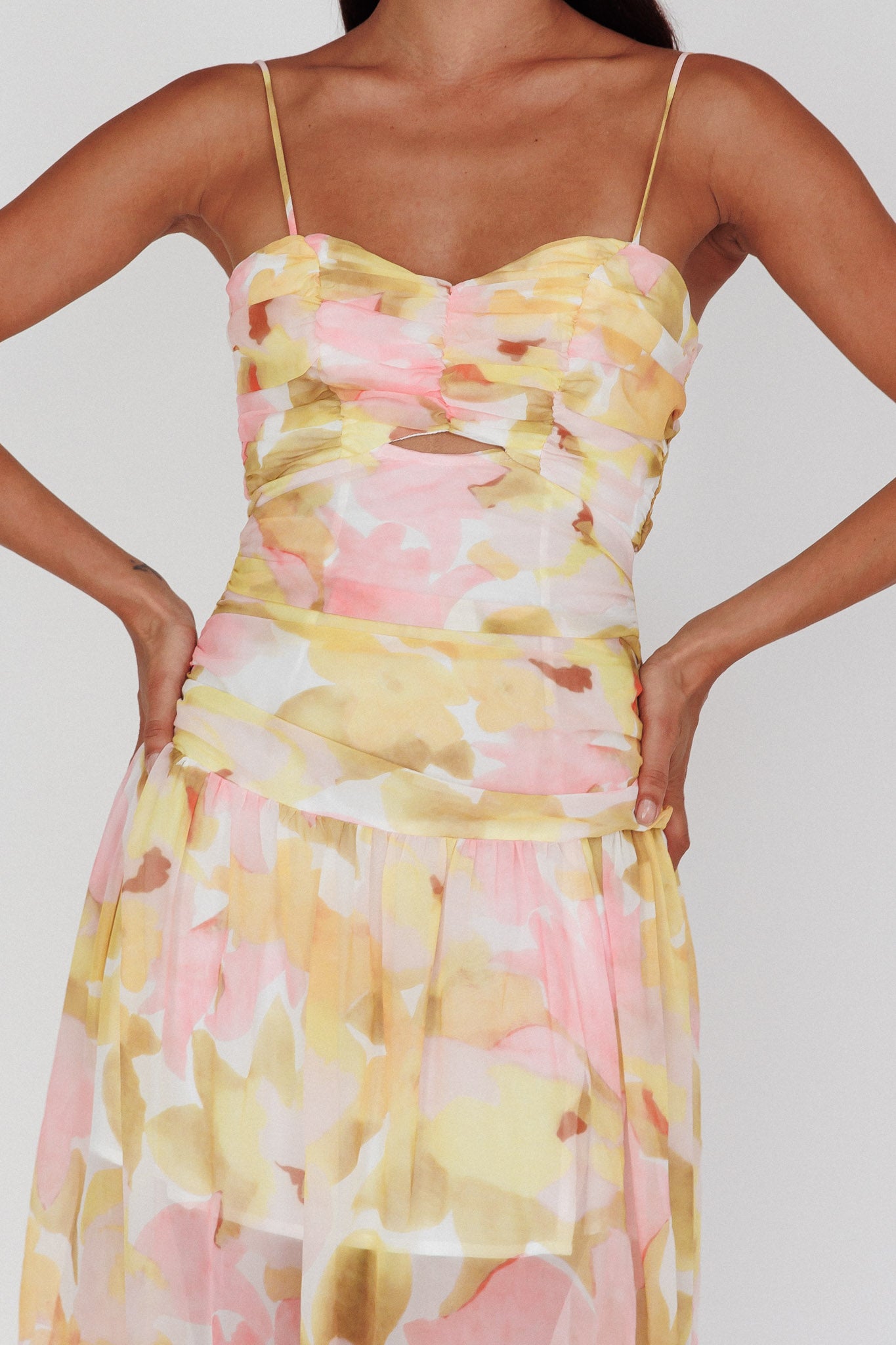 Stars Are Blind Tied Back Midi Dress Floral Pink by Selfie Leslie