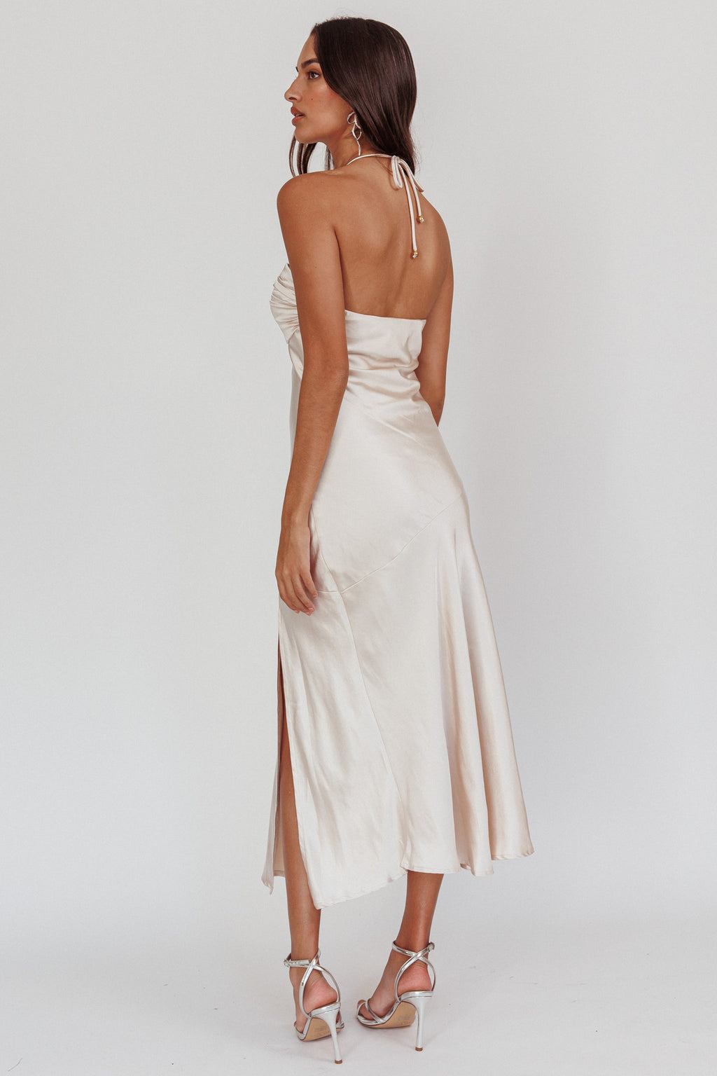 Kindred Spirit Strapless Gathered Bust Midi Dress Champagne by Selfie Leslie