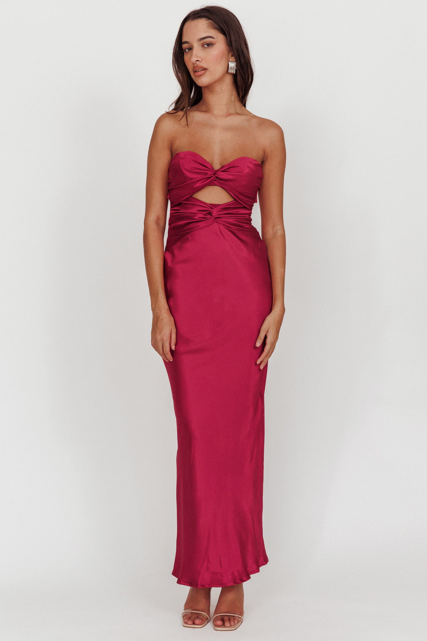 新品　リミフゥ　Double Satin Big Simple Dress Good Impression Double Twist Maxi Dress Plum– Selfie Leslie