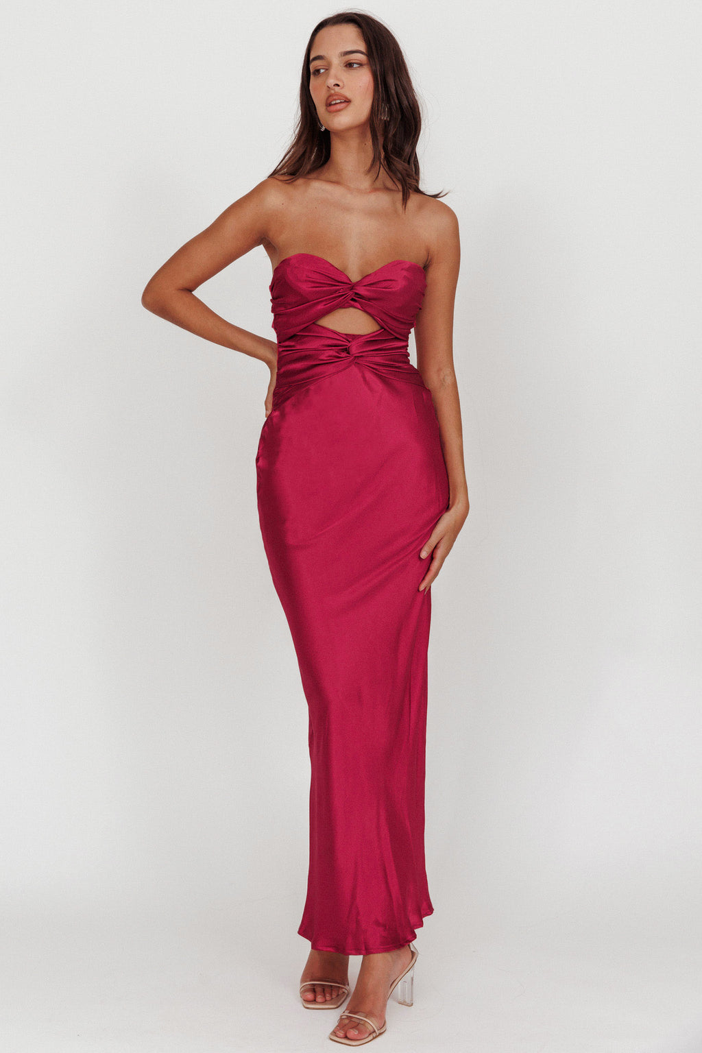 Good Impression Double Twist Maxi Dress Plum by Selfie Leslie