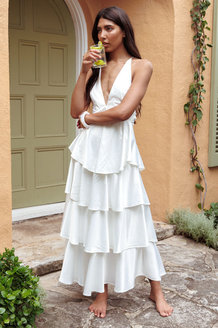 Auguste Tiered Frill Strappy Back Dress Blush
