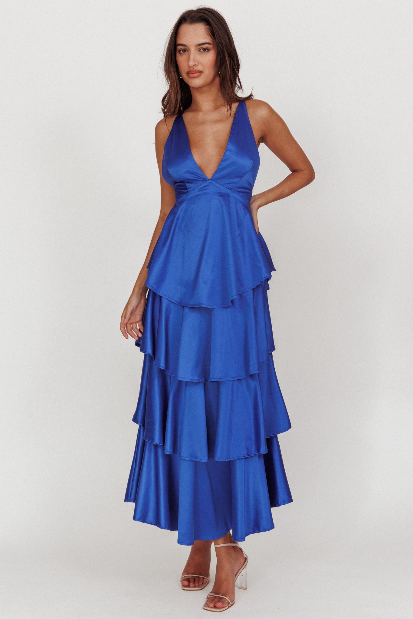 Auguste Tiered Frill Strappy Back Dress Electric Blue | Selfie Leslie Auguste Tiered Frill Strappy Back Dress Electric Blue | Selfie Leslie