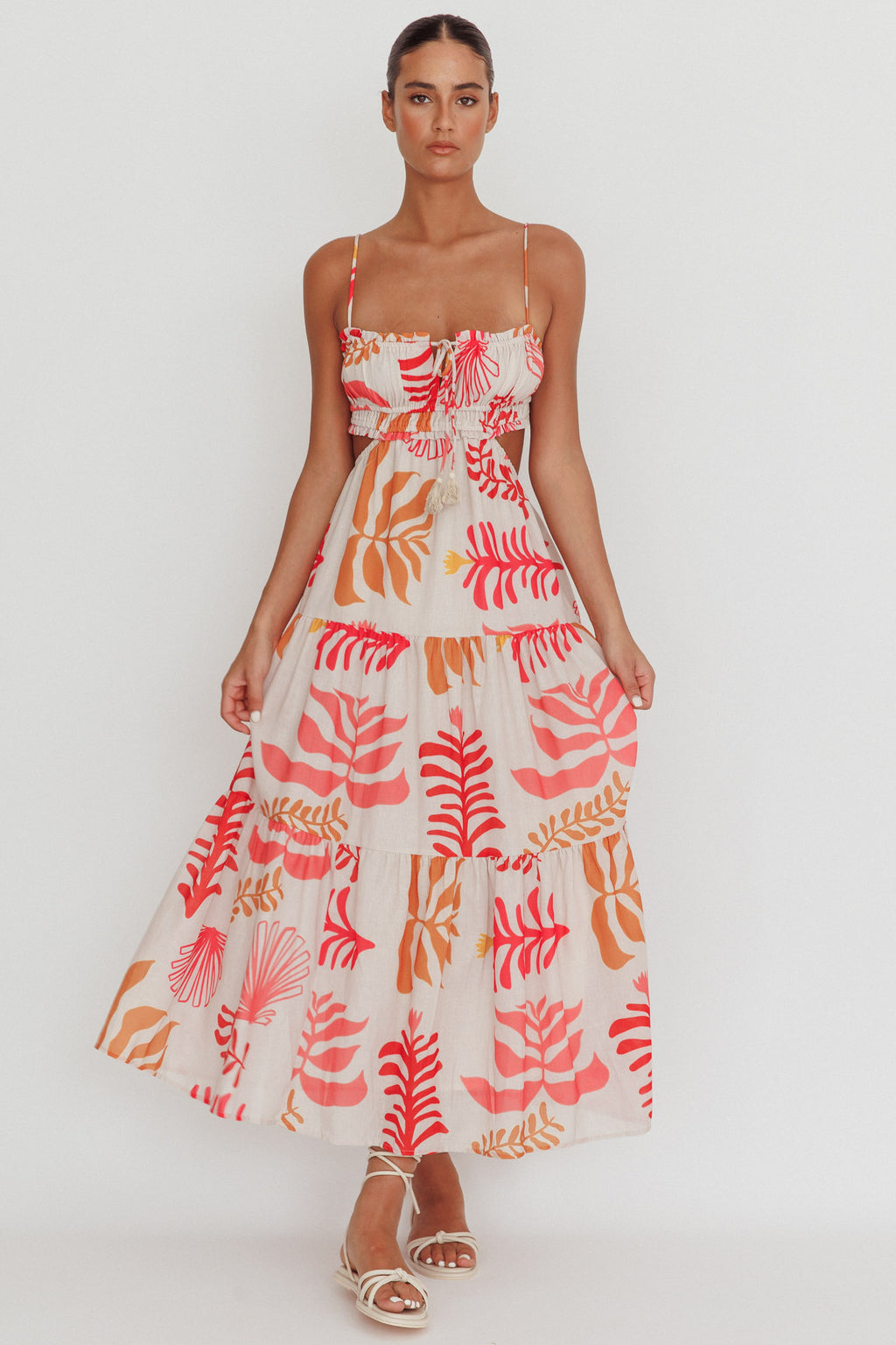 Eyona Cut-Out Back Floral Maxi Dress Pink by Selfie Leslie