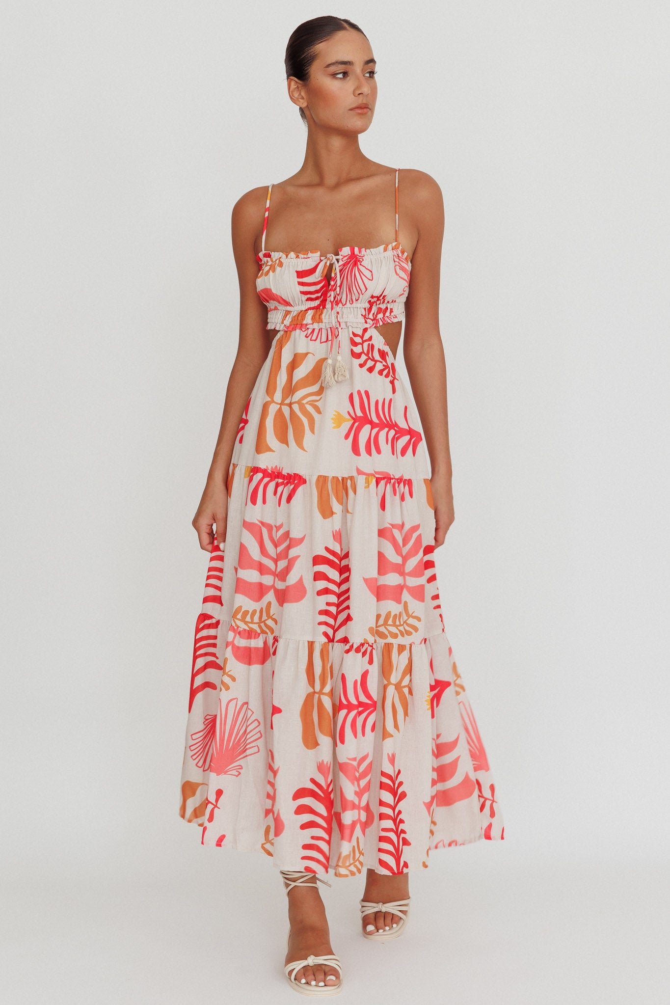 Eyona Cut-Out Back Floral Maxi Dress Pink by Selfie Leslie