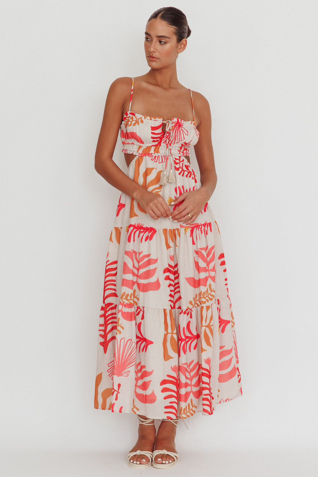 Eyona Cut-Out Back Floral Maxi Dress Pink by Selfie Leslie