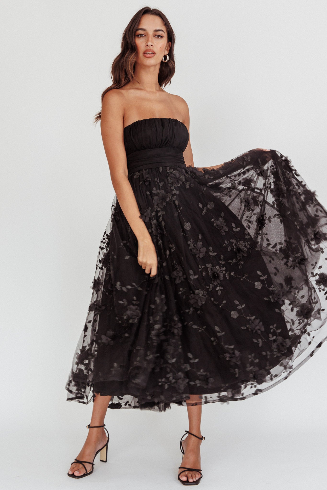 black strapless mesh dress Vestido Mini de Malla Cassia Strapless - Negro