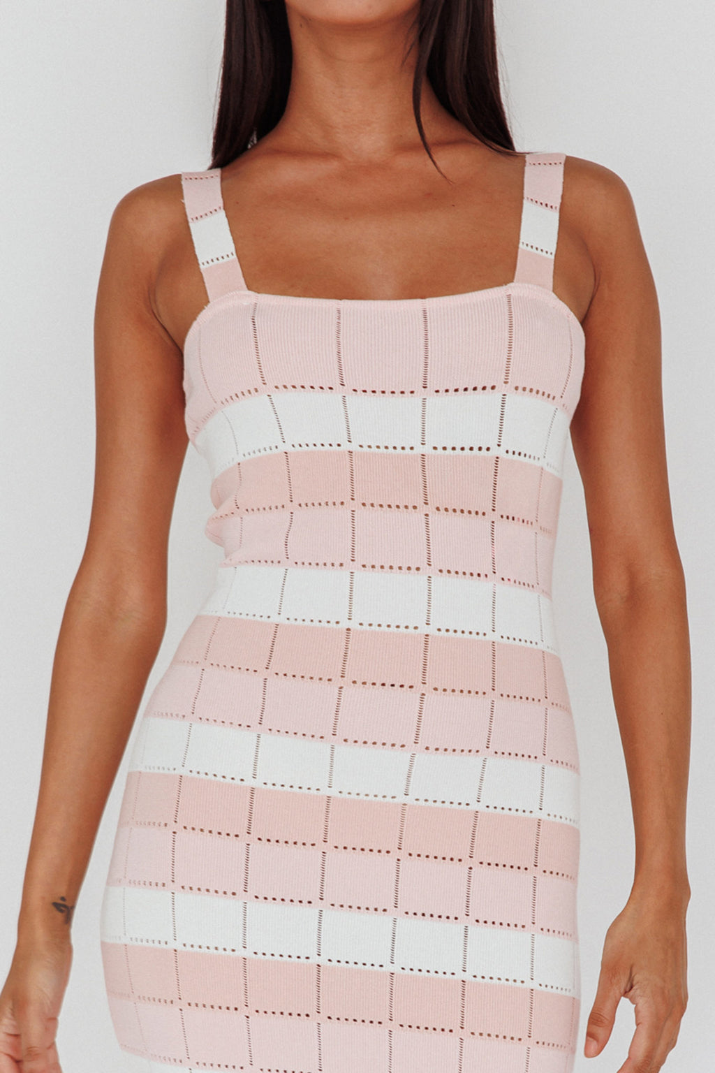 Chase The Sunrise Knit Midi Dress Striped Pink by Selfie Leslie