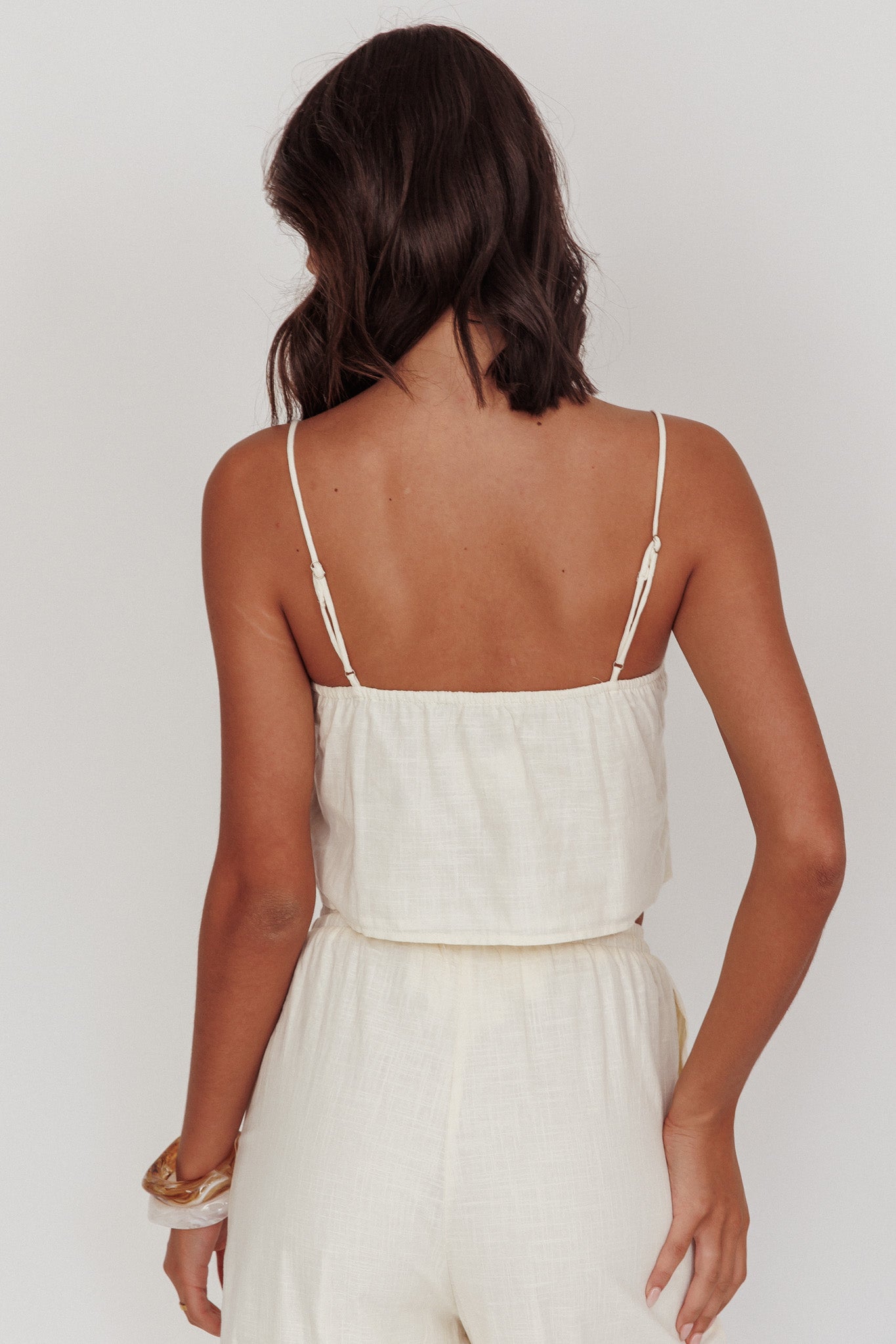 Sorrento Summer Embroidered Crop Top Beige by Selfie Leslie