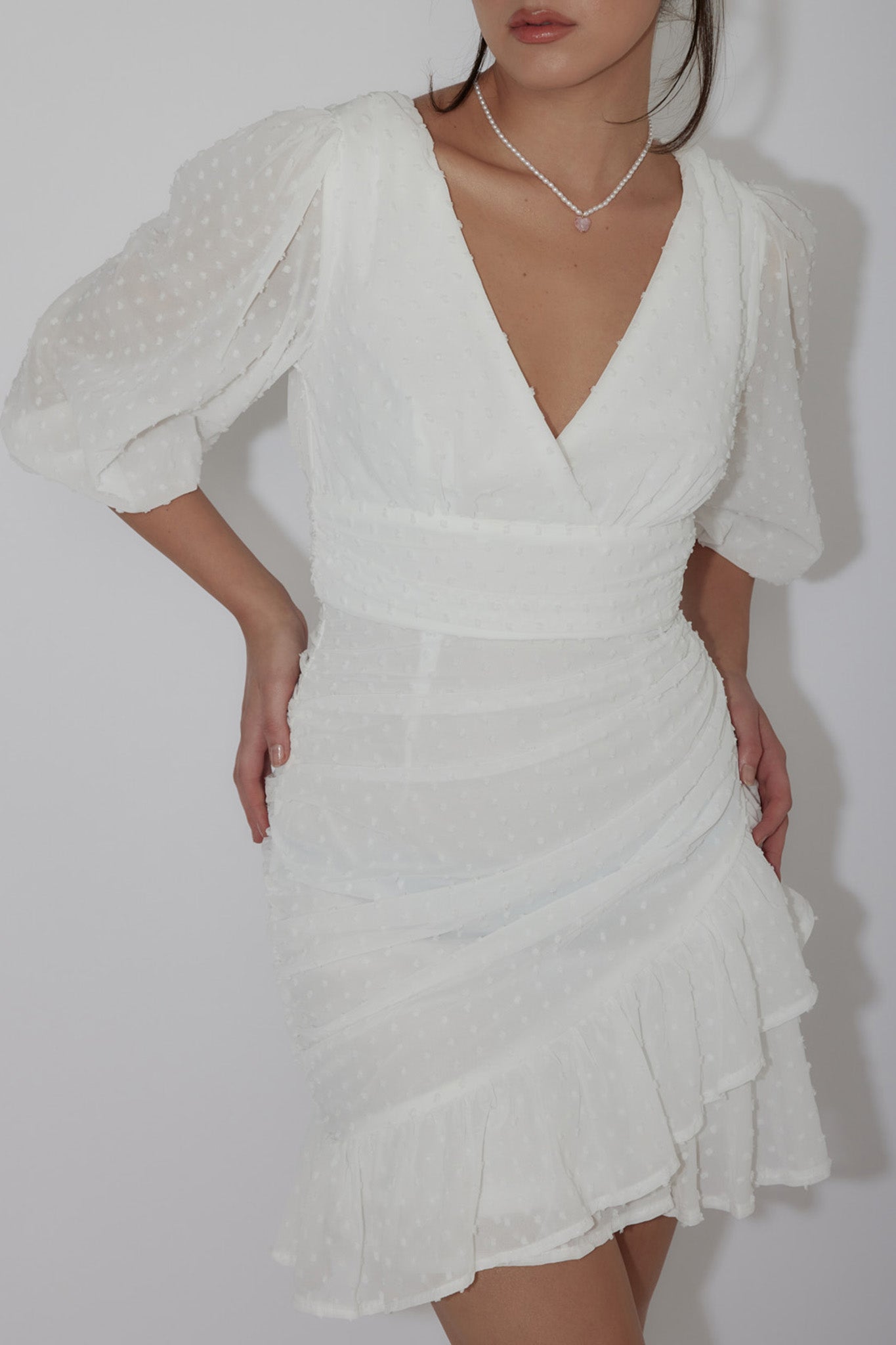 Wild Honey Hail Spot Mini Dress White by Selfie Leslie