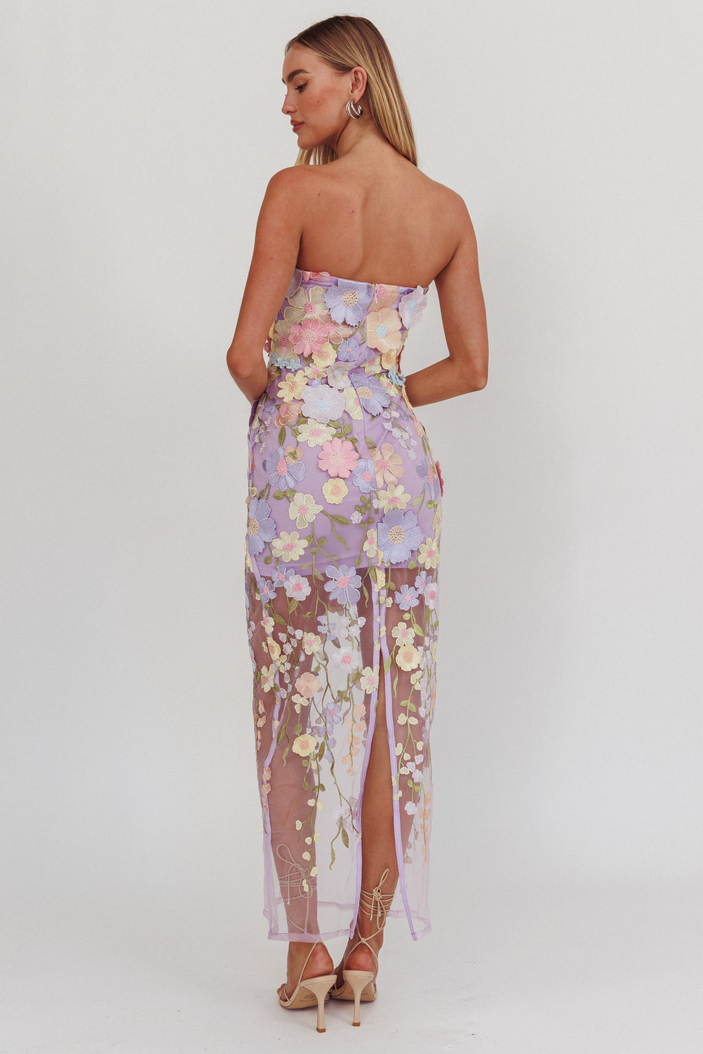 Euphoria Dream Embellished Mesh Maxi Dress Lilac by Selfie Leslie