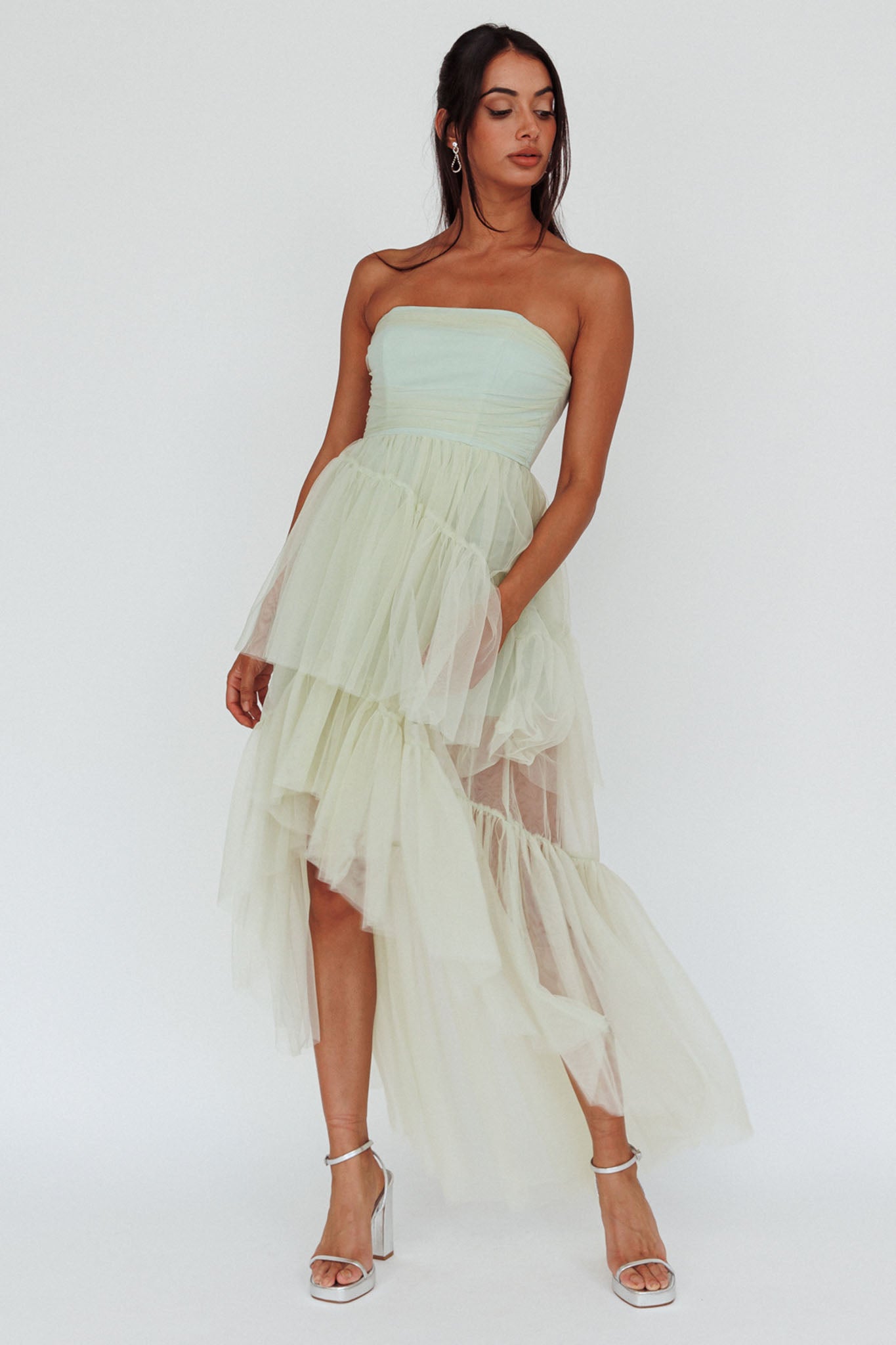 Always & Forever High-Low Midi Dress Sage by Selfie Leslie