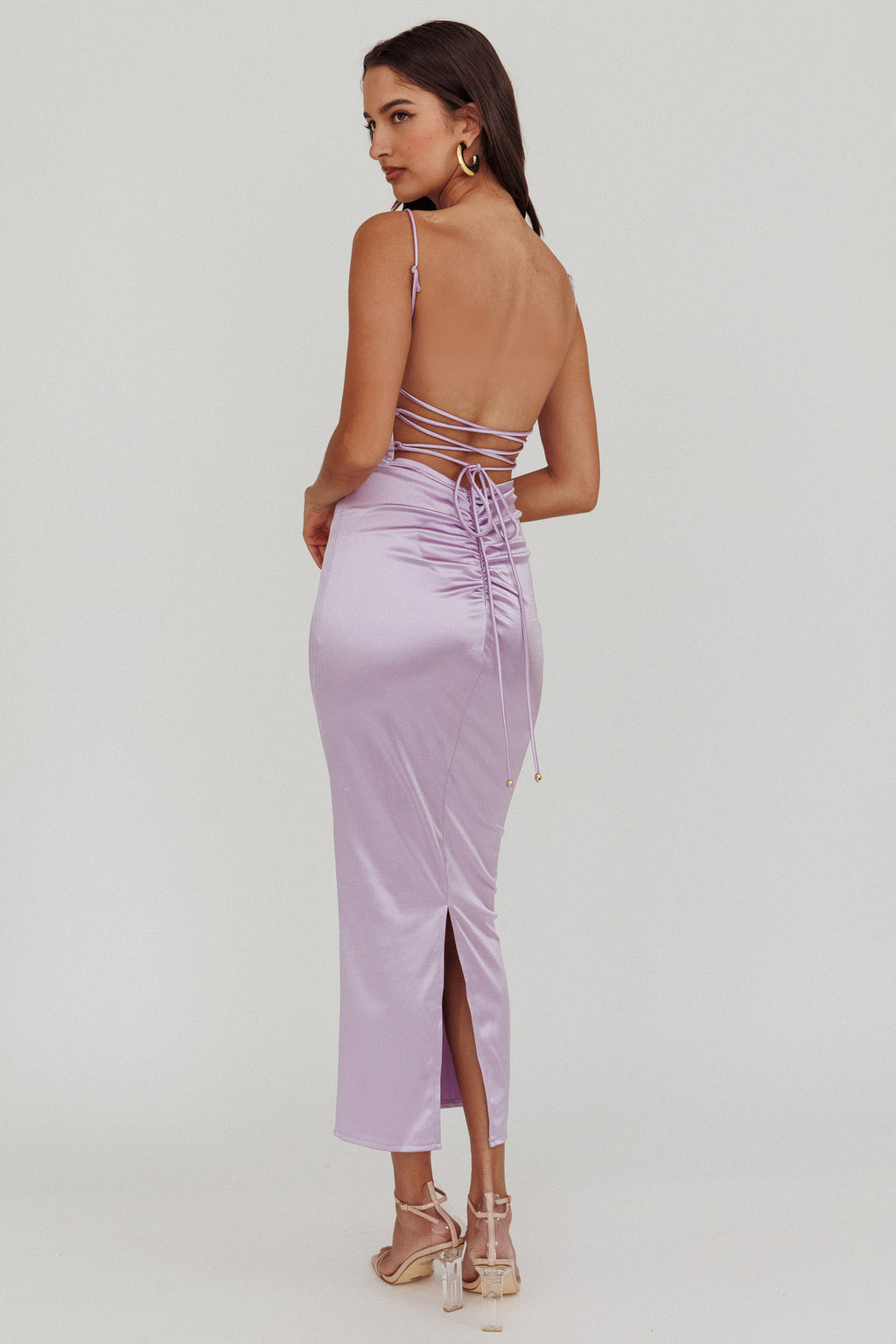 lilac satin dress maxi Drape Dress Halter Lilac Swing Dress Pleased Satin Halter Maxi Dress Lilac Hello Molly US