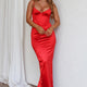 Seraya Lace-Up Back Dress Red