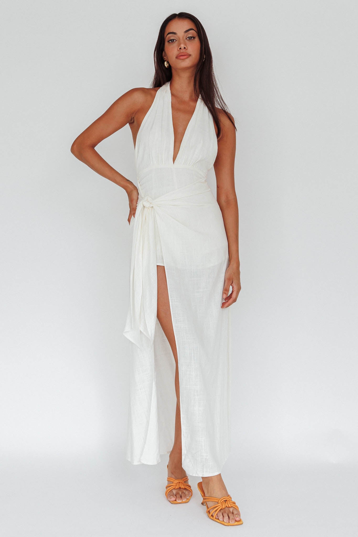 La Habra Halterneck Romper White by Selfie Leslie