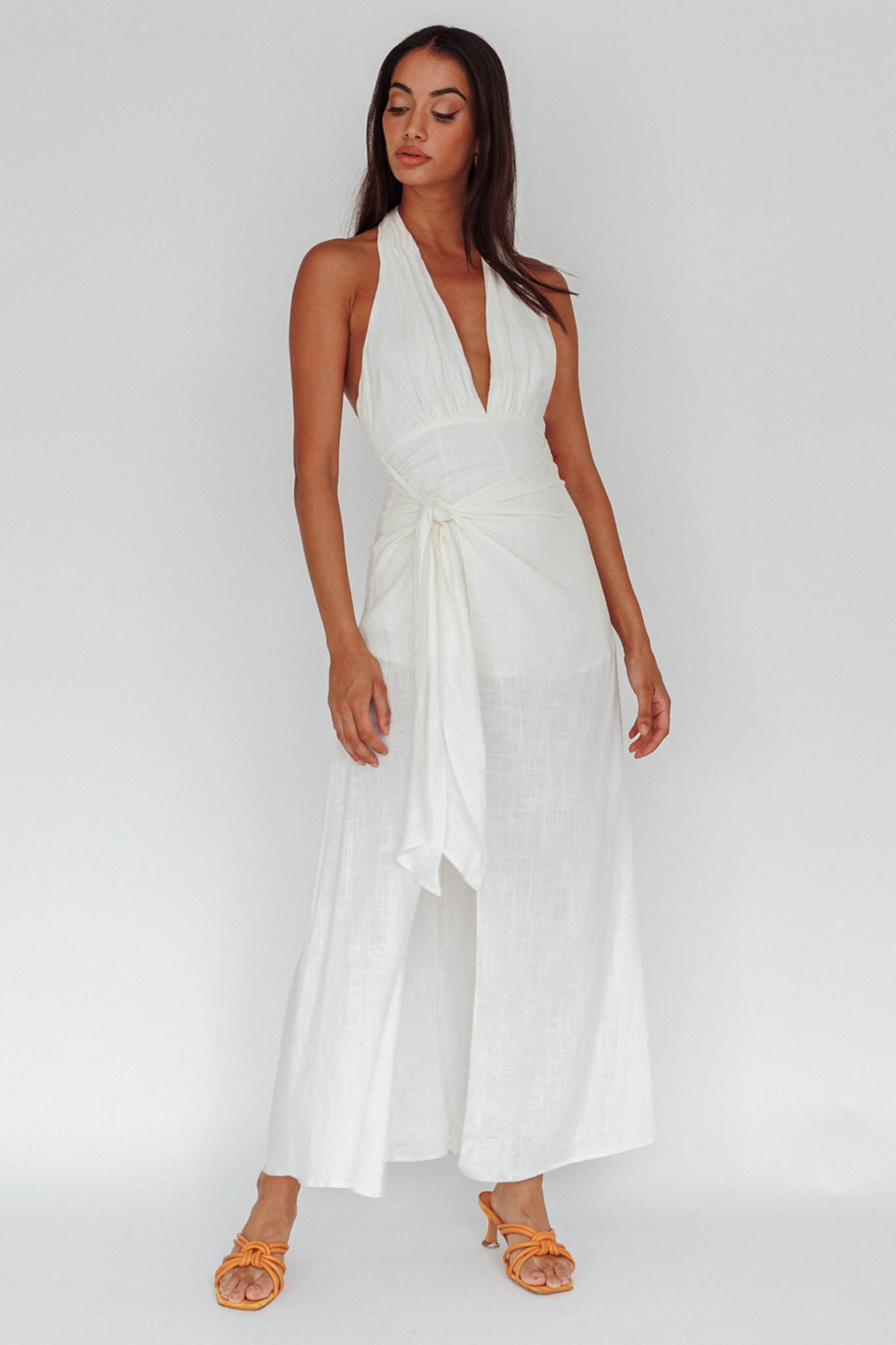 La Habra Halterneck Romper White by Selfie Leslie