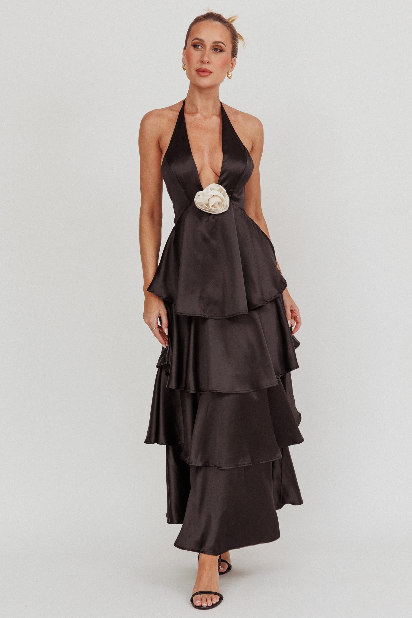 The Royal Rosette Dress in Black