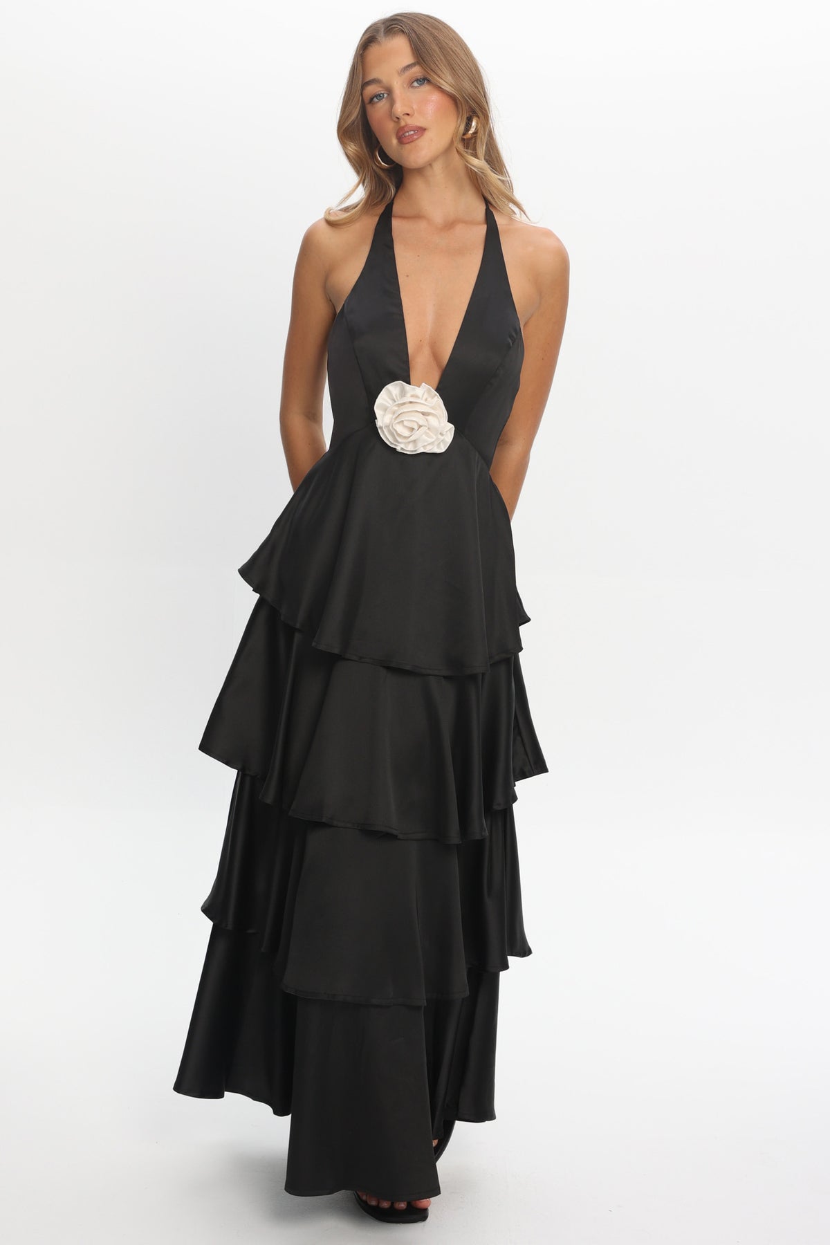 black tiered ruffle dress Catalina Rosette Maxi shoes:Classic Cap Toes Paloma Maternity Photoshoot Dress while the fully lined Size:us-2