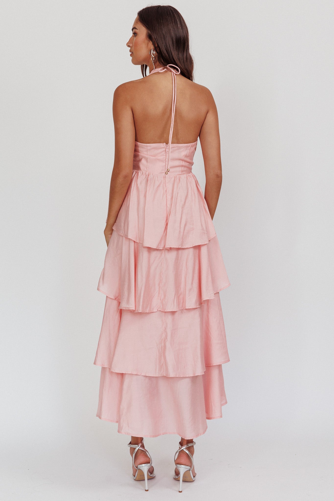 Catalina Tiered Ruffle Maxi Dress Dusty Rose by Selfie Leslie