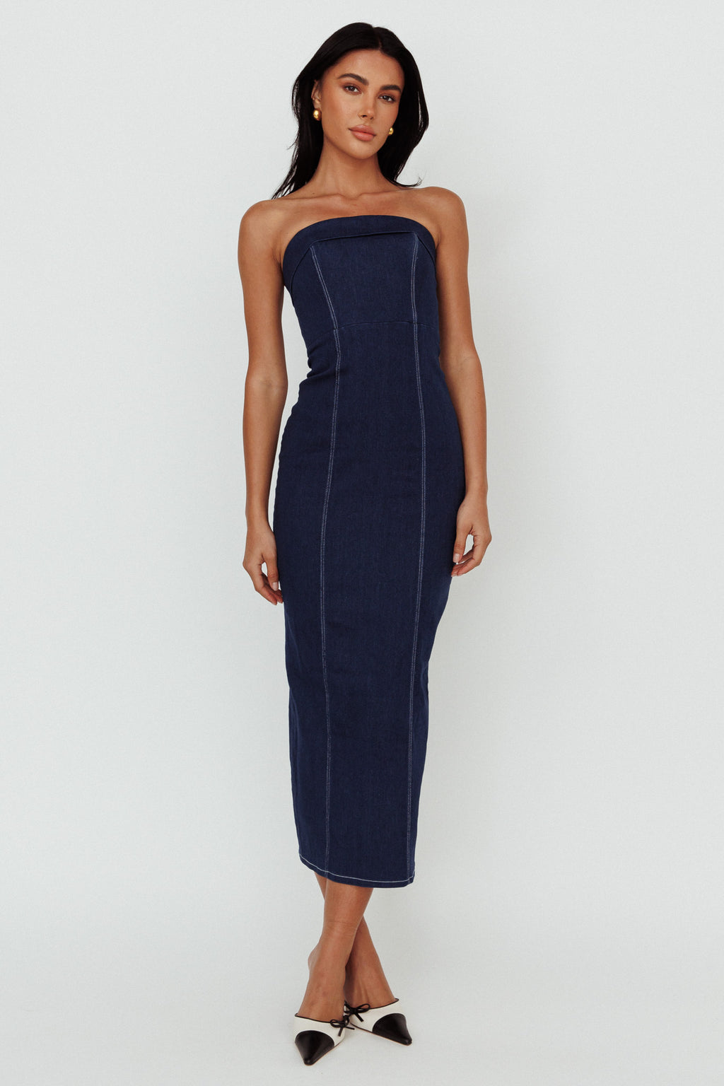 Press Play Strapless Maxi Dress Indigo by Selfie Leslie