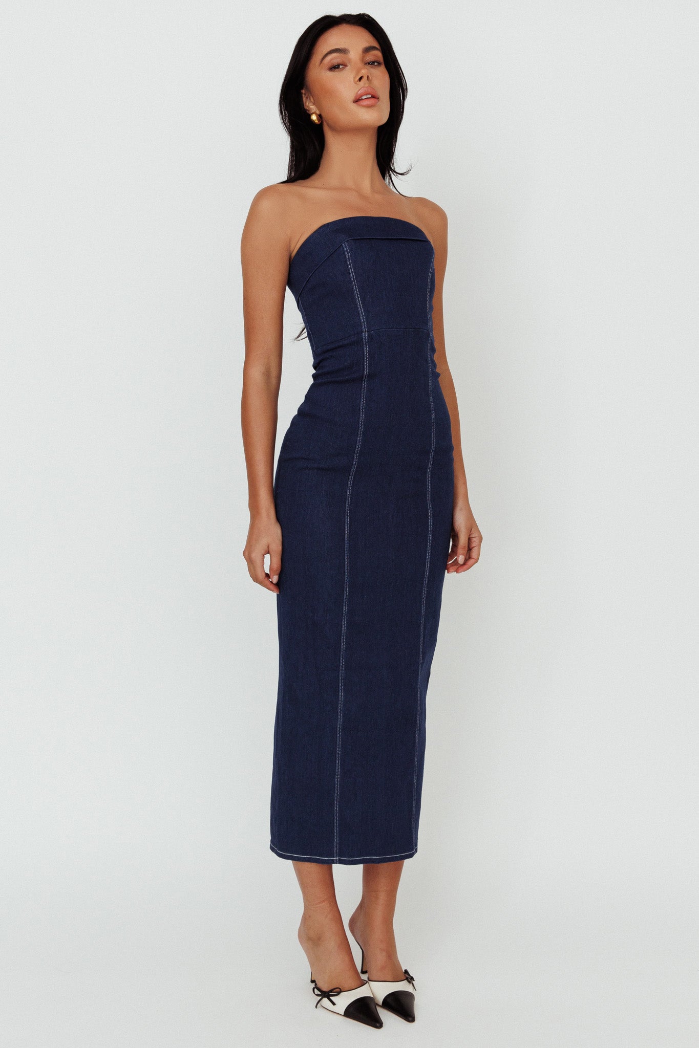 Press Play Strapless Maxi Dress Indigo by Selfie Leslie