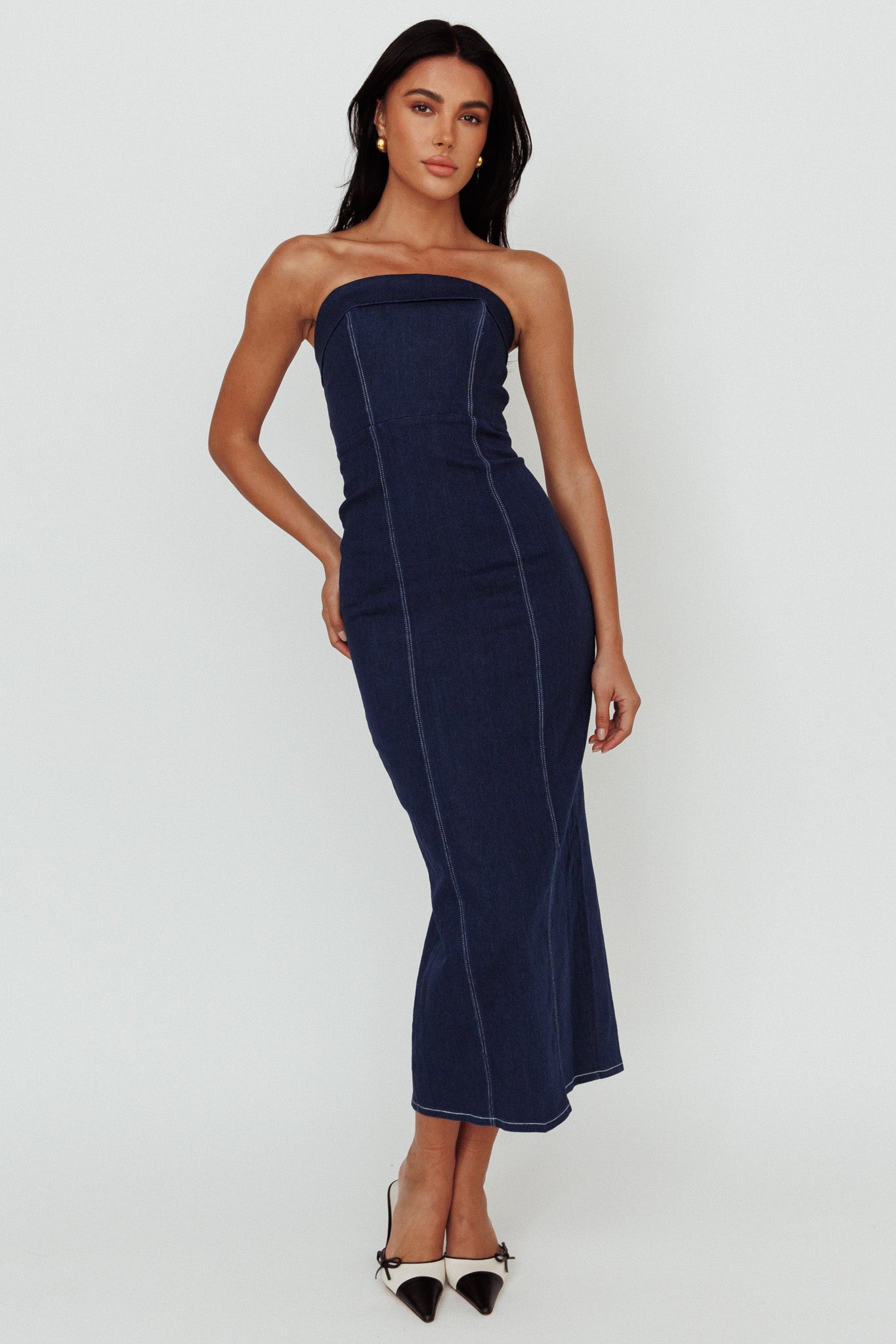 Press Play Strapless Maxi Dress Indigo by Selfie Leslie