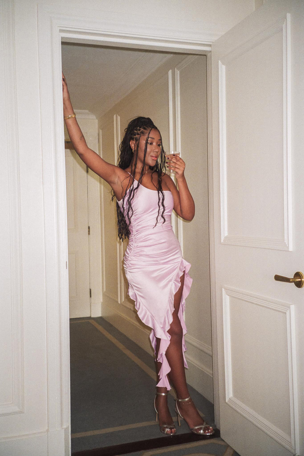 After Party One Shoulder Ruffle Mini Dress Lilac by Selfie Leslie