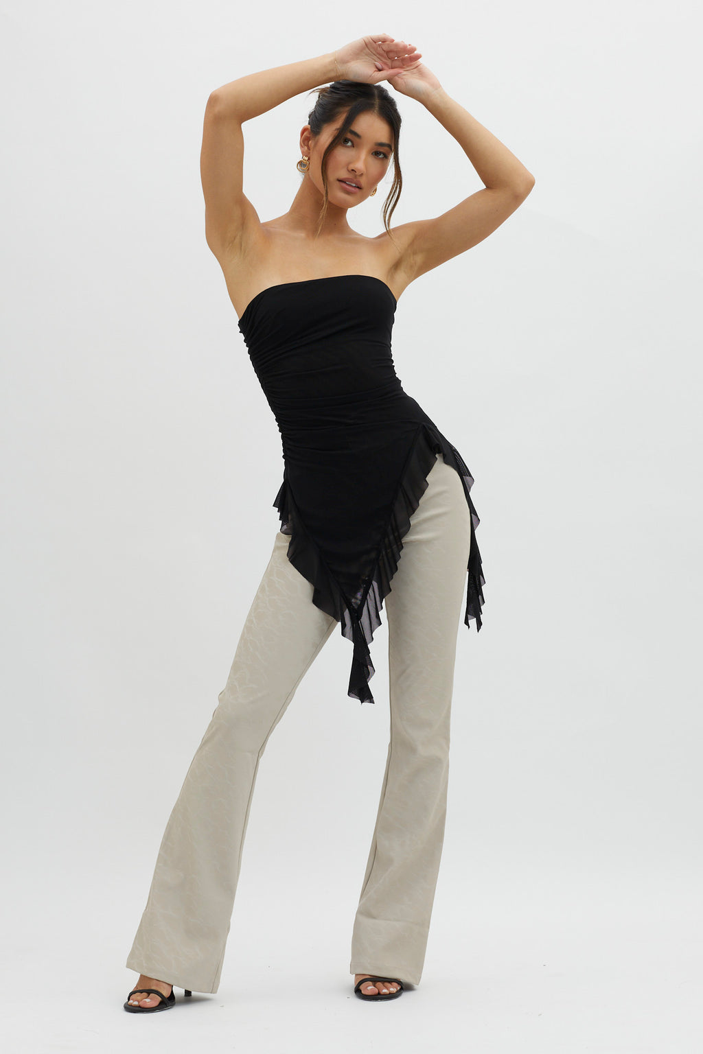 After Party Ruffle Trim Top Black by Selfie Leslie