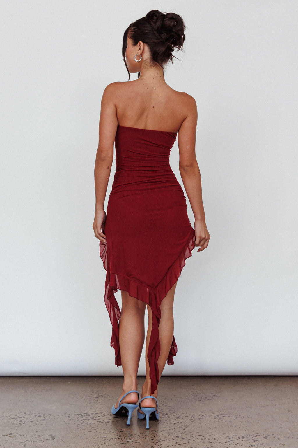 After Party Ruffle Trim Mini Dress Sangria by Selfie Leslie