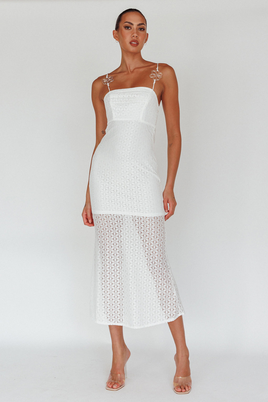 snowflake daisy midi dress Lazy Daisy Flower Strap Midi Dress White– Selfie Leslie