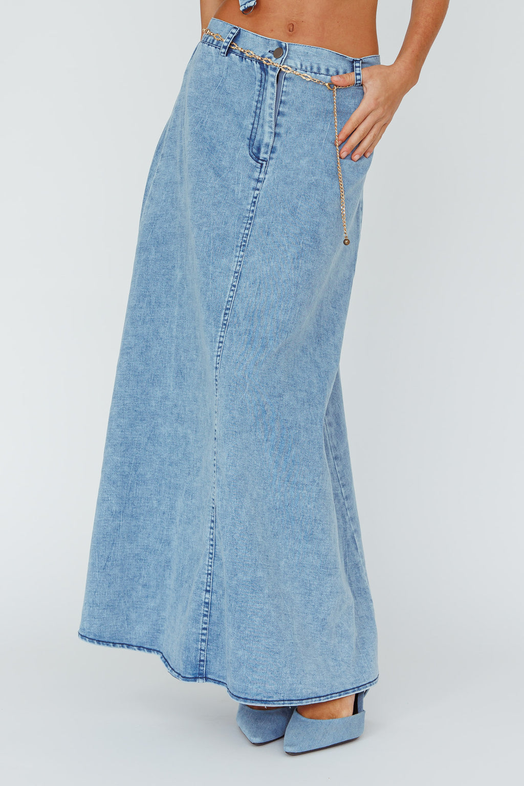 Romcom Maxi Skirt Denim Blue by Selfie Leslie