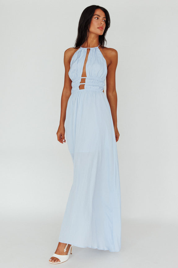 Cyndi Open Back Halterneck Maxi Dress Hot Pink