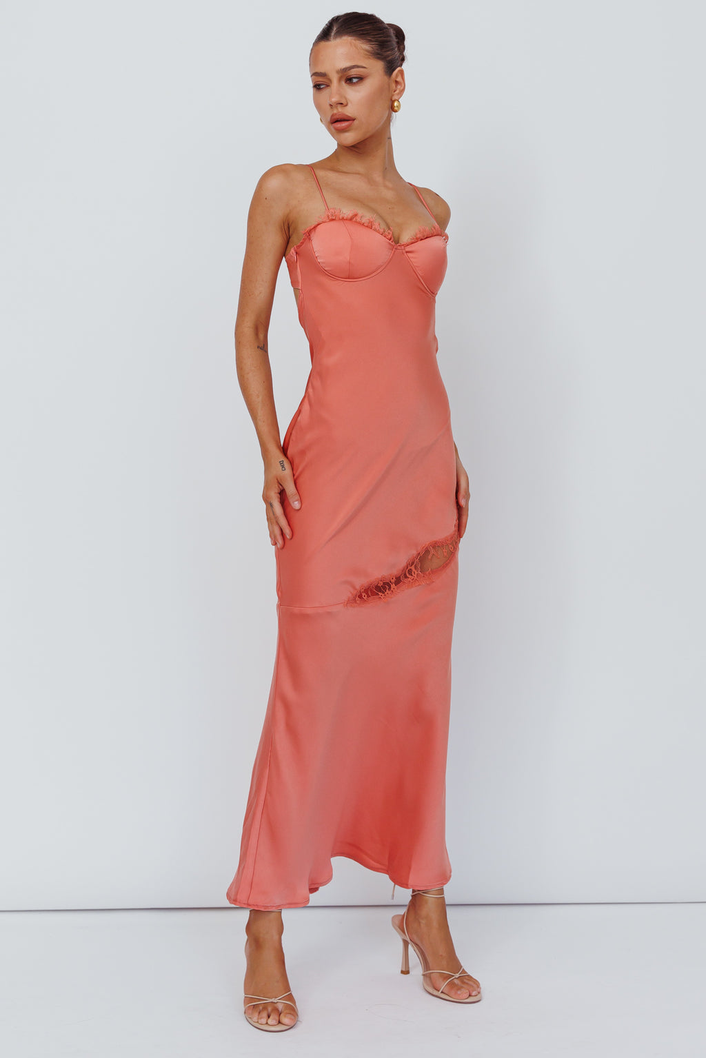 Sweet Talker Lace Trim Midi Dress Mango by Selfie Leslie